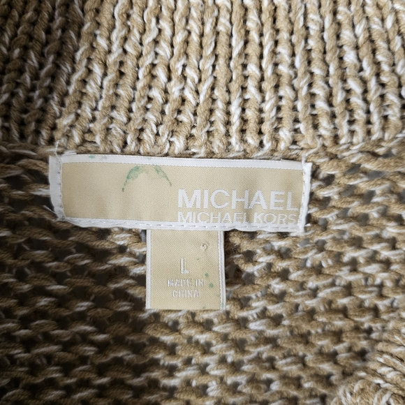 Michael Kors Chunky Knit Toggle Cardigan Sweater Cozy Neutral Size L Poncho Warm - Picture 12 of 16